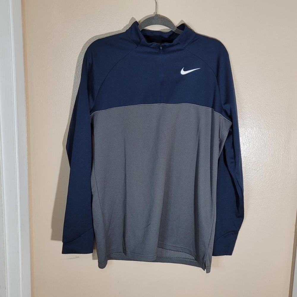 Nike golf, quarter zip, gray and blue color block, pull over